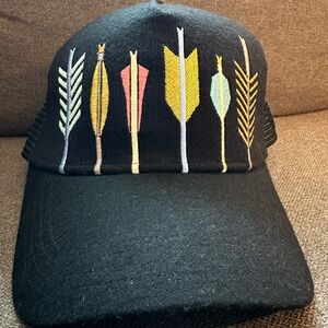 Embroidered Black Cap with Colorful Arrows
